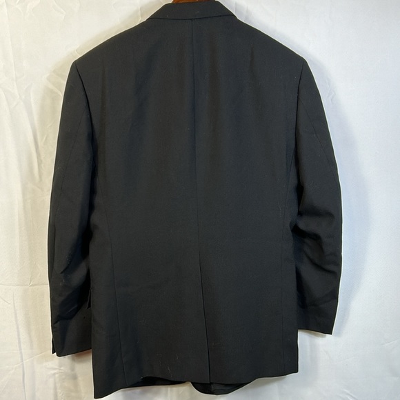 C & R Clothiers Black Wool Suit Jacket Size 44Reg Shiny Lapel Pockets Int. & Ext - Picture 4 of 7